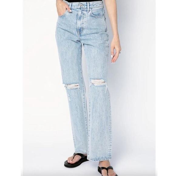 SLVRLAKE Denim London Jeans In Time Worn Distressed busted Knee Size 25 - Picture 1 of 7